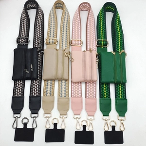 Adjustable Geometric Woven Wide Shoulder Strap With Detachable Coin Purse Phone Patch Universal Crossbody Bag Strap For Women