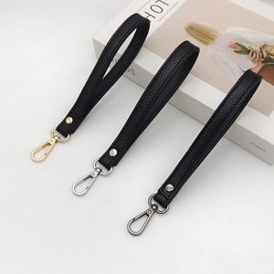 Women PU Leather Wristlet Strap With Metal Lobster Clasp Litchi Grain Handbag Handle Replacement Key Chain Wrist Strap