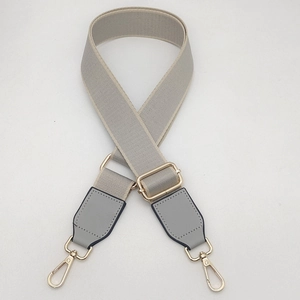 Adjustable wide canvas replacement shoulder strap with silver hooks for crossbody bags