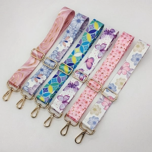 Adjustable Floral Print Replacement Bag Shoulder Strap Polyester Crossbody Handbag Strap With Metal Buckles Women Accessory