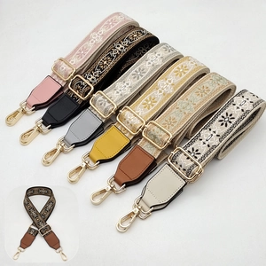 Adjustable Ethnic Floral Embroidered Wide Bag Strap Polyester Replacement Shoulder Strap Bohemian Crossbody Bag Accessory