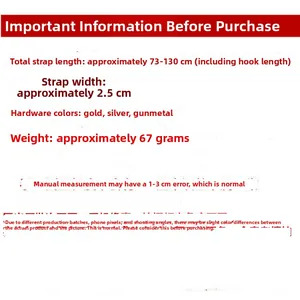 Detailed sizing chart for adjustable shoulder straps with width and color options
