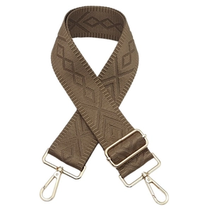 Adjustable 5cm wide brown crossbody bag strap with geometric diamond weave pattern