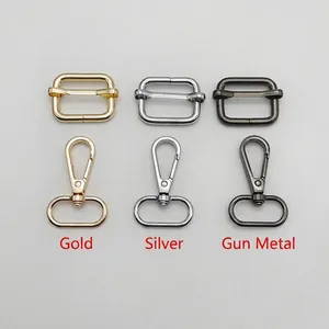 Adjustable 2.5cm hardware set with gold silver gunmetal lobster clasps and sliders