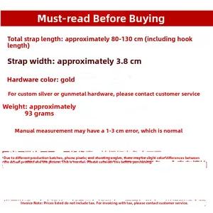 Detailed size specifications for adjustable 80-130cm ethnic style wide handbag strap
