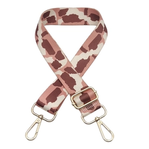 Adjustable wide leopard print replacement shoulder strap with gold metal hooks for handbags
