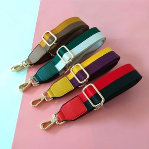 Adjustable colorful striped shoulder straps with gold metal hooks for crossbody handbags