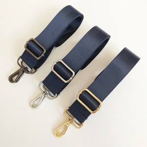 Nylon bag straps with herringbone weave and metal hardware in various metallic finishes