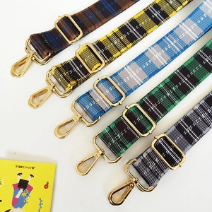 Adjustable plaid crossbody bag straps with golden buckles in five colors for replacement