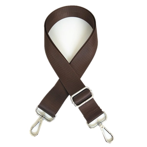 Universal nylon shoulder strap for men's bags in coffee brown with silver metal hardware