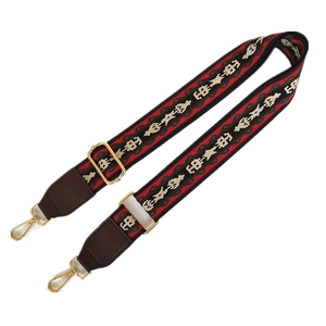 Retro striped replacement shoulder strap with woven texture and gold metal hooks