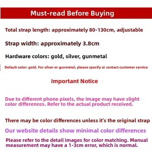 Detailed size specifications for adjustable 3.8cm wide striped canvas bag strap