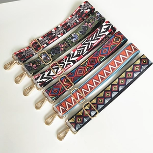 Ethnic Bohemian Pattern Adjustable Wide Shoulder Bag Strap Polyester Replacement Belt With Metal Hooks For Crossbody Bags Women