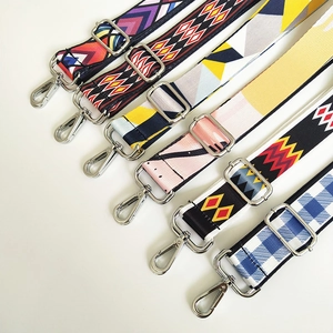 Detail view of 6 colorful adjustable ethnic style replacement crossbody bag straps