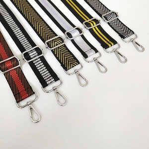 Adjustable embroidered crossbody bag straps with silver metal hooks in various patterns
