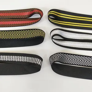 Detail of adjustable embroidered bag straps showing Jacquard weave patterns and textures