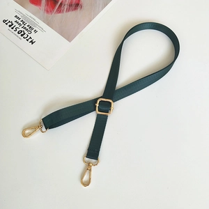Adjustable dark green nylon strap with gold lobster clasps for bags and phone cases
