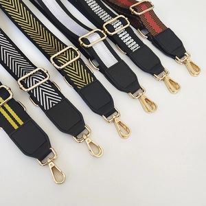 Adjustable wide replacement shoulder straps for crossbody bags with silver and gold patterns