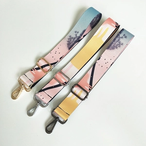 Ethnic style adjustable wide shoulder strap for cross-body bags with colorful abstract pattern