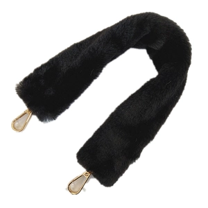 Plush faux rabbit fur replacement shoulder strap with gold metal lobster clasps for bags