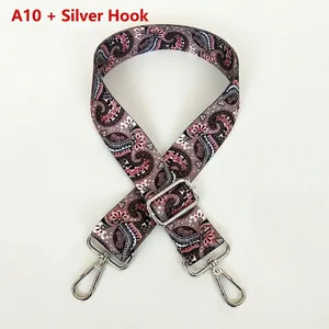 Detail of adjustable vintage paisley strap with silver metal swivel lobster clasps