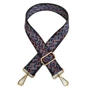 Adjustable woven replacement shoulder strap for handbags with colorful geometric patterns