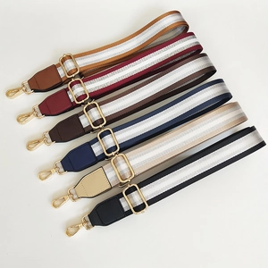 Verstelbaar Breed Schouder Tassenriem Gestreept Polyester Vervangende Riem Met Metalen Draaihaken Voor Dames Crossbody Handtas