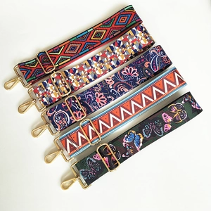 Colorful replacement canvas shoulder straps with golden metal buckles in various patterns