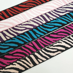 Detailed view of colorful zebra pattern jacquard straps for shoulder bags and purses