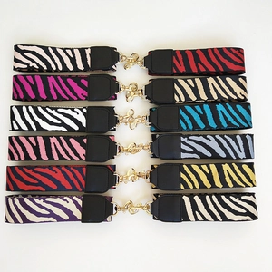 Ethnic style wide zebra pattern bag strap replacements with gold metal clasps in twelve colors