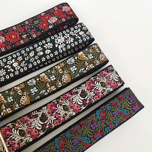 Detailed embroidery patterns on colorful replacement shoulder straps for crossbody bags