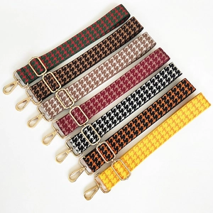 Houndstooth Jacquard Bag Strap Adjustable Wide Shoulder Strap Replacement For Crossbody Retro Woven Strap Women Bag Accessories