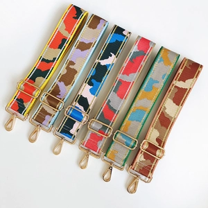 Wide Adjustable Replacement Bag Strap Polyester Jacquard Geometric Camouflage Pattern For Shoulder Crossbody Bags Purse Belt