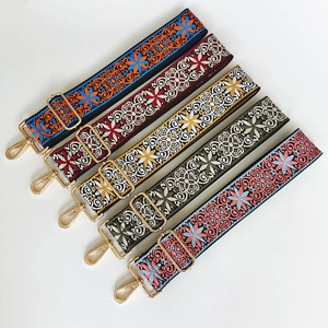 Bandoulière de Sac Brodée de Style Ethnique Sangle d'Épaule Large Réglable Remplacement Pour Sacs à Main Accessoires Boho