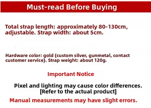 Detailed size chart for 5cm wide adjustable ethnic style bag strap 80-130cm