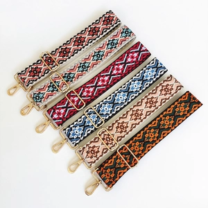 Adjustable Ethnic Style Bag Strap Replacement Polyester Jacquard Geometric Pattern Woven Wide Shoulder Strap For Women Handbags