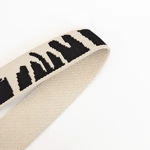 Detail shot of black and white woven jacquard bag strap showing double-sided texture