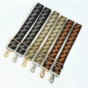 Adjustable geometric pattern shoulder straps with durable metal hooks for various handbags