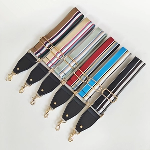 Women Fashion Wide Shoulder Strap For Bags Adjustable Canvas Striped Replacement Strap With Metal Buckles Colorful Bag Strap