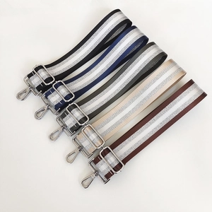 Adjustable Striped Wide Replacement Shoulder Strap With Metal Hooks Durable Polyester Webbing For Shoulder Crossbody Bags