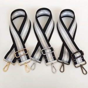 Classic striped bag straps with silver sequins and three colors of metal hooks
