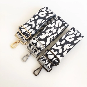 Adjustable 5cm wide leopard print shoulder strap with gold, silver and gunmetal hardware