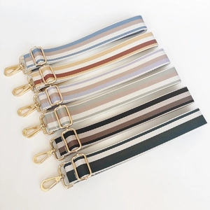 Adjustable Striped Bag Strap Replacement Wide Shoulder Strap For Handbags Crossbody Bags Polyester Woven Belt Metal Buckle