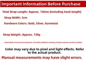 Size specifications for 5cm wide leopard strap with 130cm length and metal options