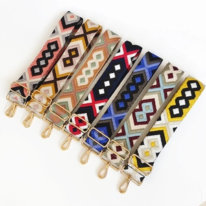 Bandoulières de sac de 5cm en jacquard à motifs géométriques avec crochets dorés