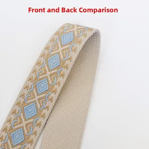 Detailed comparison of the jacquard geometric pattern and plain twill on the canvas strap