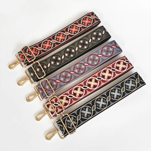 Vintage Ethnic Style Wide Bag Strap Replacement Polyester Jacquard Woven Adjustable Shoulder Strap For Women Handbag Accessories