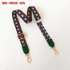 Bandoulière réglable pour sacs avec cuir vert et mousquetons en métal doré