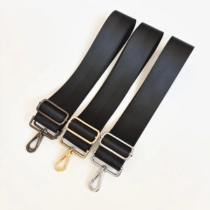 Sangles de sac réglables en nylon léopard noir avec attaches en or, argent et gris foncé