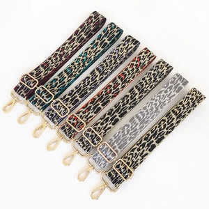 Adjustable Leopard Print Wide Bag Strap For Women Polyester Jacquard Crossbody Shoulder Strap With Metal Hooks Replacement